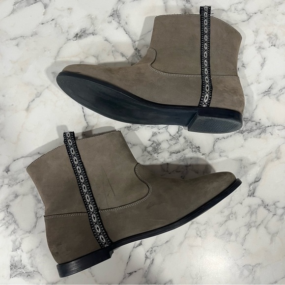 Fortress of Inca tan leather slip on ankle boots black Peruvian woven detail 9 - Picture 7 of 11